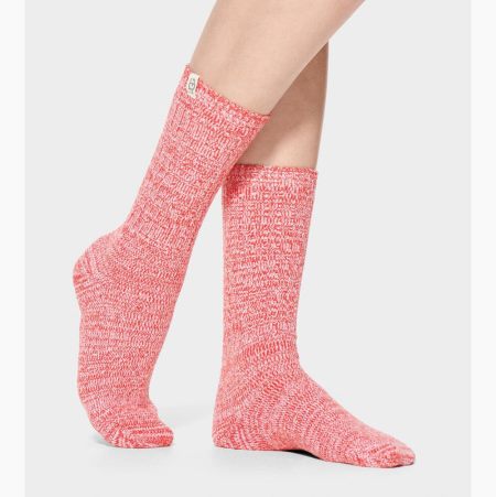 UGG Rib Knit Slouchy Crew Red Socks for Women (DQIP68270)